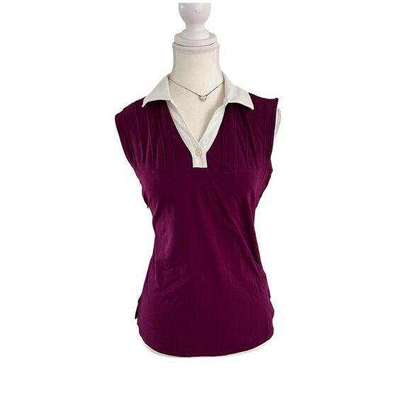 Lady Hagen Size Small Vintage Plum Hydro Dri Polo Collard Tennis Top - Picture 1 of 4